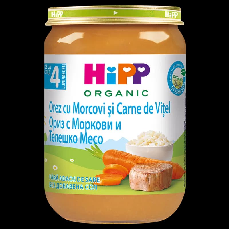 Hipp Meniu Vitel Cu Orez Si Morcov 190gr